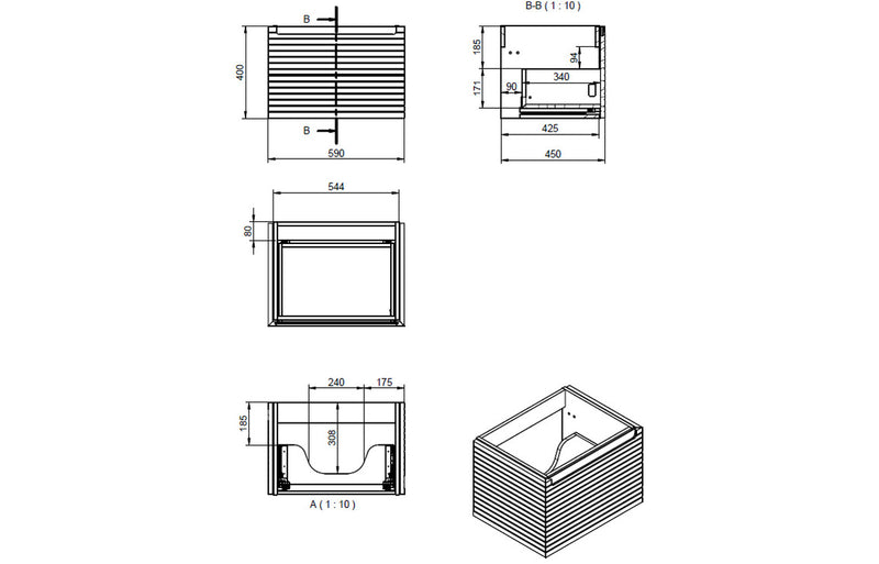 Pemberton 615mm Wall Hung Vanity Unit