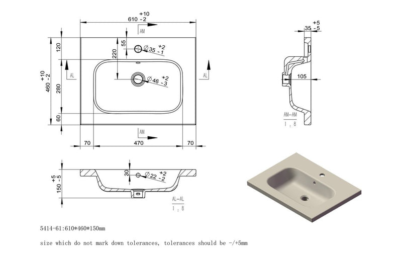 Pemberton 615mm Wall Hung Vanity Unit