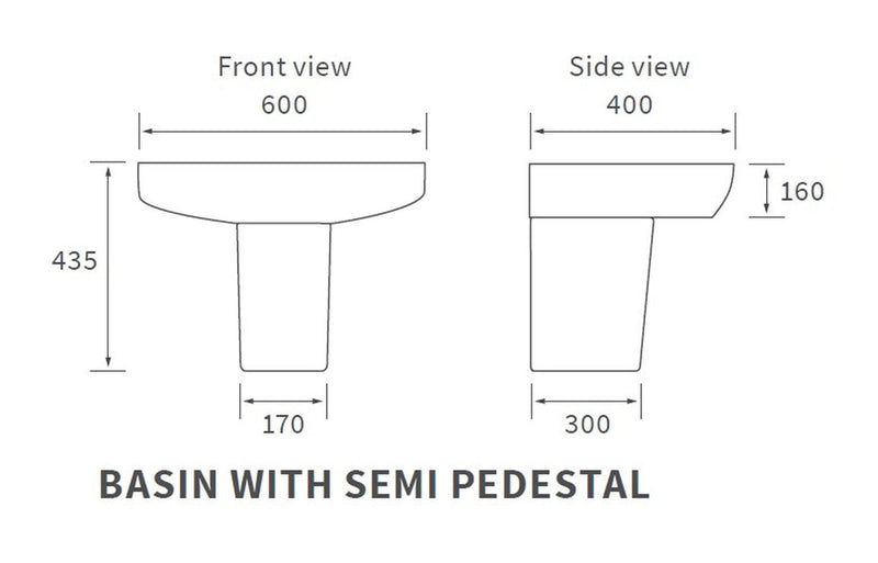 Profile/Tuscany 600mm Basin & Semi Pedestal