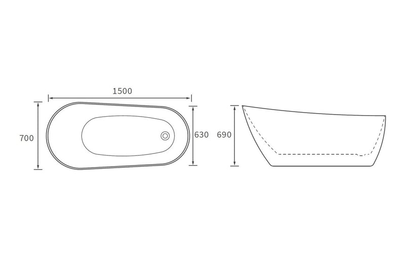 Slipper Freestanding Bath 1500mm