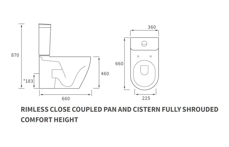 Craft Rimless Comfort Height Toilet - Closed Back