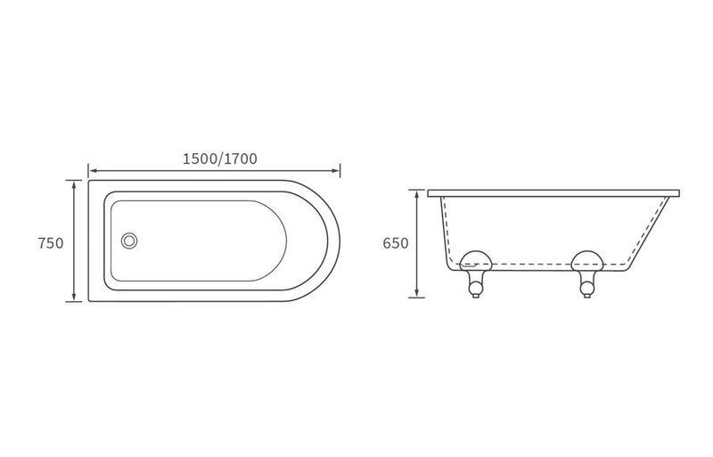 Lime Traditional Freestanding Bath 1700mm