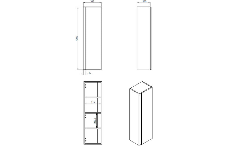 Grace Wall Hung 1200mm Tall Unit