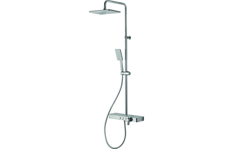 Vema Thermostatic Shower Column, Shelf & Foot Wash - White/Chrome