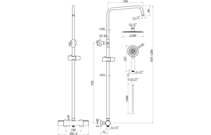 Curved Cool-Touch Thermostatic Mixer Shower - Chrome