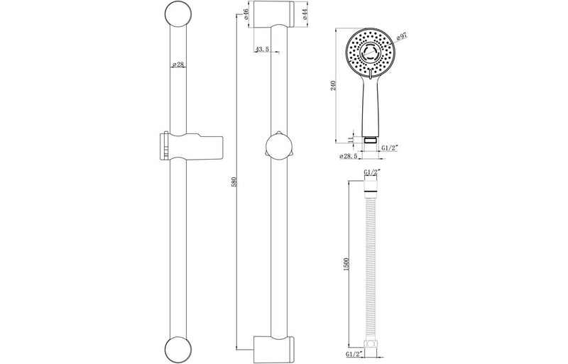 Round Shower Riser Kit