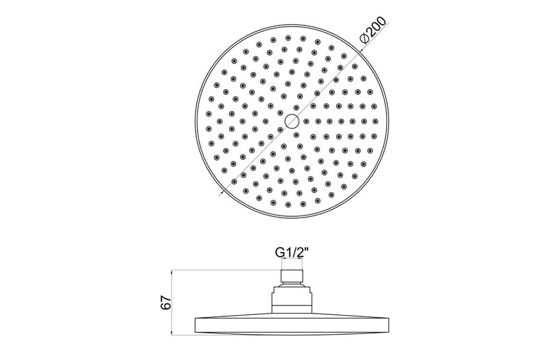 200mm Round Shower Head - Chrome