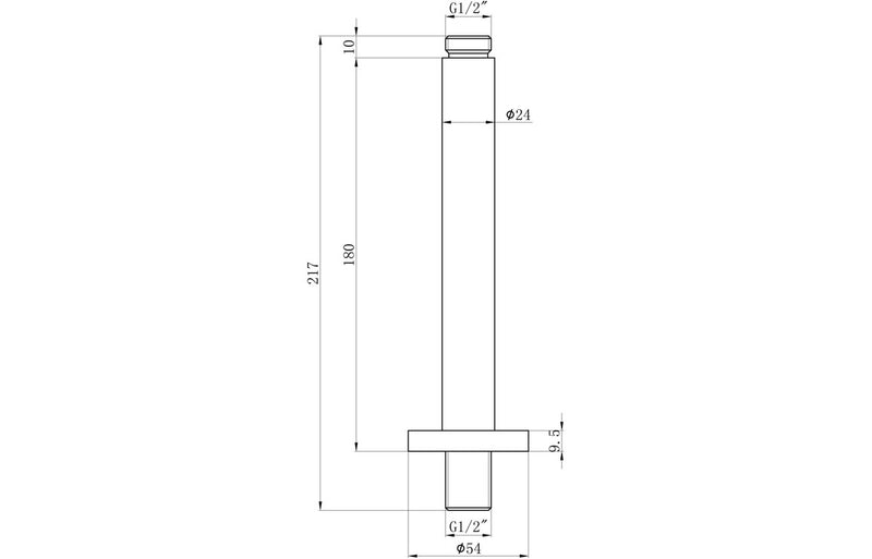 Chrome Round Ceiling Arm 180mm