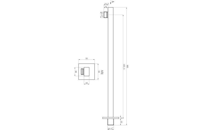 Square Shower Arm 300mm