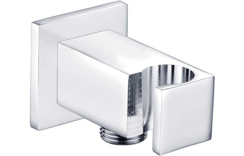 Square Brass Shower Wall Outlet Elbow With Holder