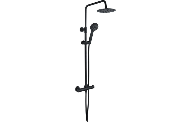 Round Thermostatic Rain Head Shower - Black