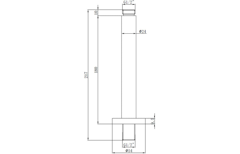 Matt Black 180mm Ceiling Arm