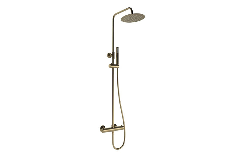 Round Thermostatic Bar Mixer w/Riser Kit - Brushed Bronze