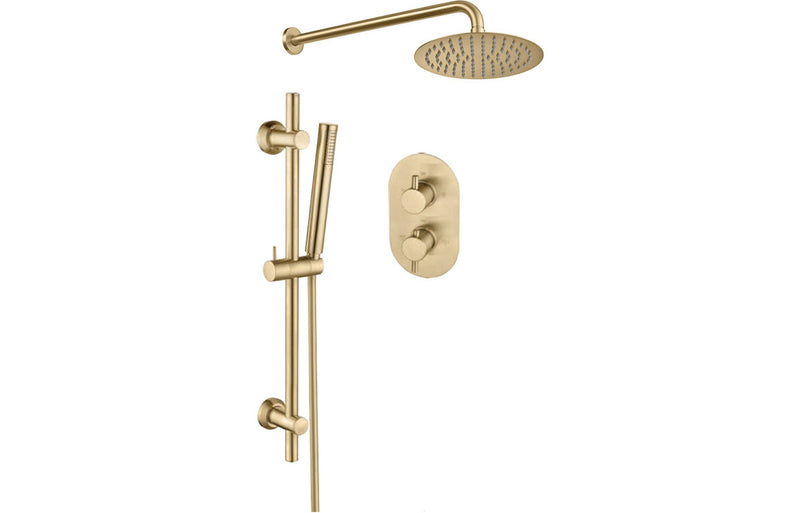 Round Concealed Shower Pack - Brushed Brass