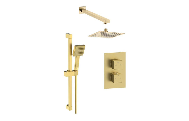 Square Concealed Shower Pack - Brushed Brass