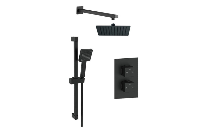 Square Concealed Shower Pack - Black