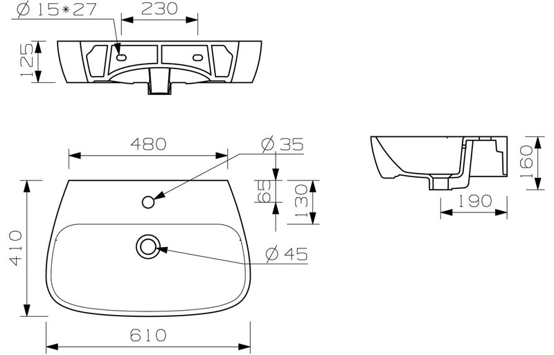 Profile/Tuscany 600mm Basin & Pedestal