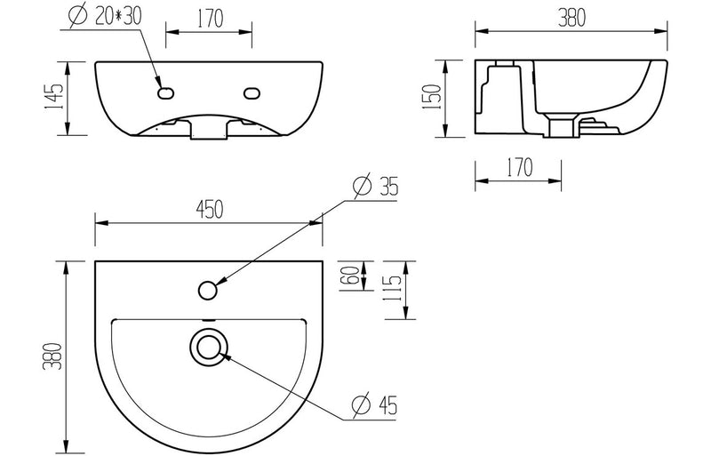 Milan 450mm Basin & Semi Pedestal