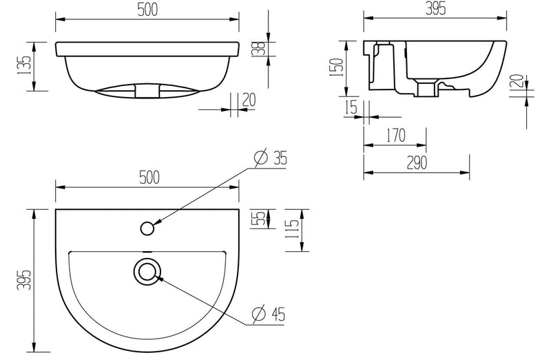 Milan Semi Recessed Basin