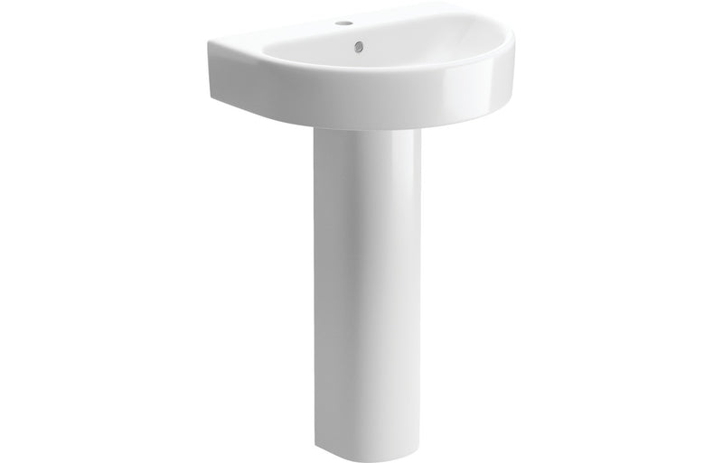 Elegant 555mm 1TH Basin & Full Pedestal