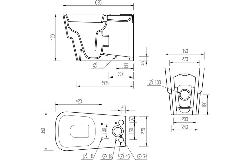 Profile Close Coupled Toilet - Closed Back