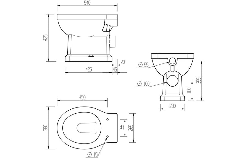 Sherwood Traditional High Level WC - Chrome