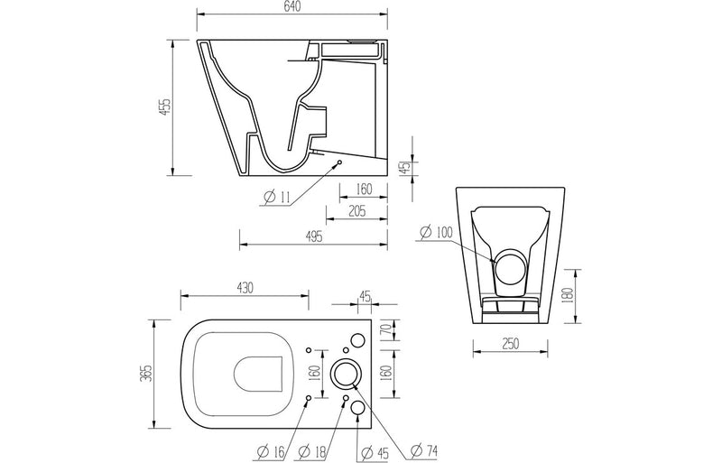 Tuscany Rimless Comfort Height Toilet - Closed Back