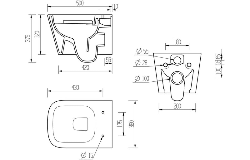 Tuscany Rimless Wall Hung WC