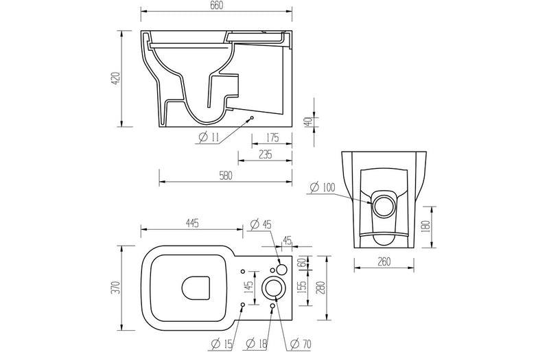 Elegant Square Close Coupled Toilet