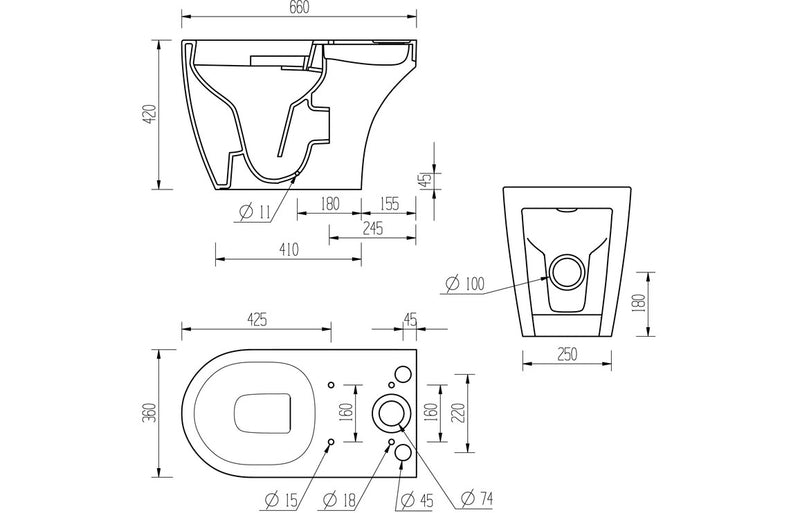 Craft Rimless Close Coupled Toilet