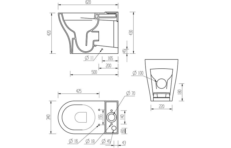 Lilac Rimless Short Projection Toilet