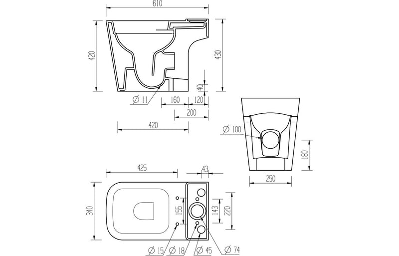 Tuscany Rimless Short Projection  - Open Back