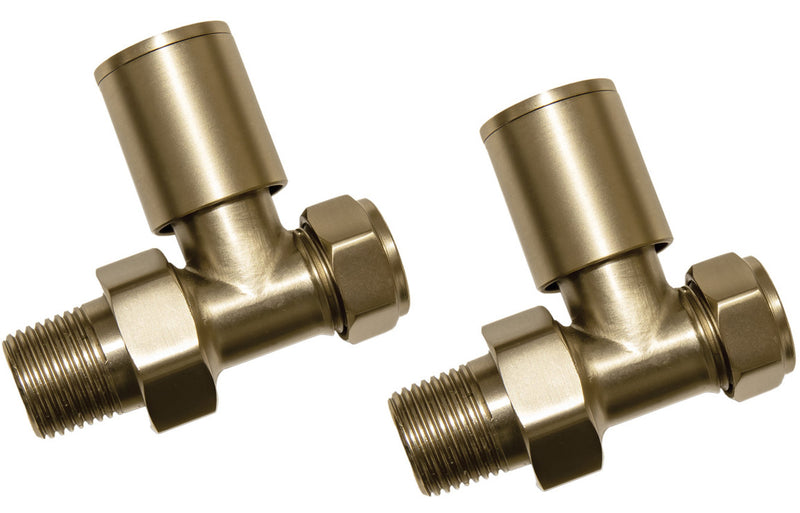 Brushed Brass Straight Radiator Valves