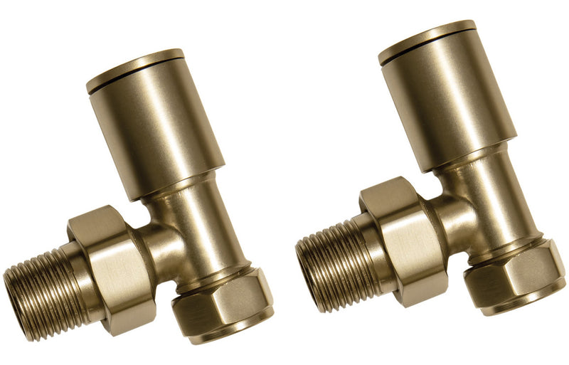 Brushed Brass Angled Radiator Valves