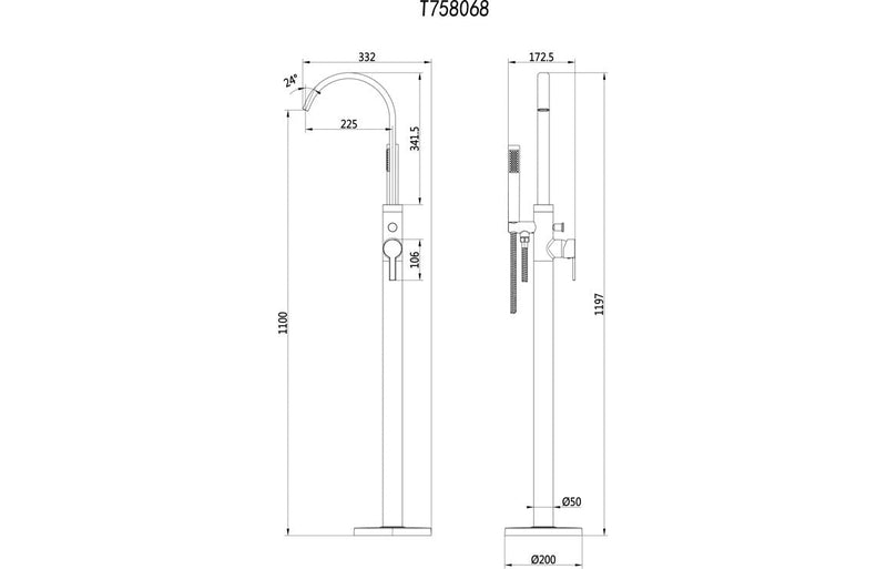 Oxford Floorstanding Bath Shower Mixer - Brushed Brass