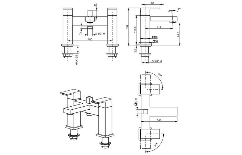 Vema Lys Bath Shower Mixer