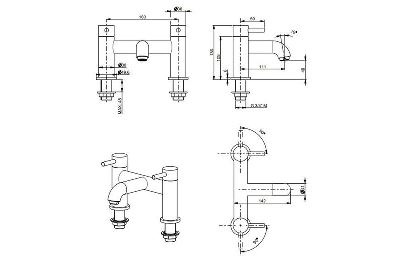 Vema Maira Matt Black Bath Filler