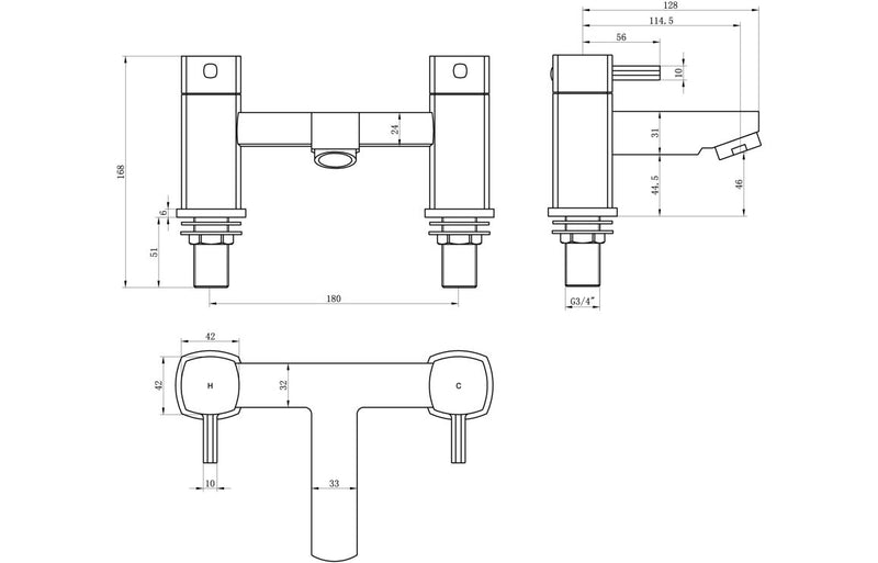 Square Chrome Bath Filler