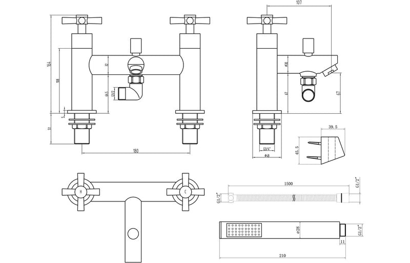 Cross Traditional Bath Shower Mixer