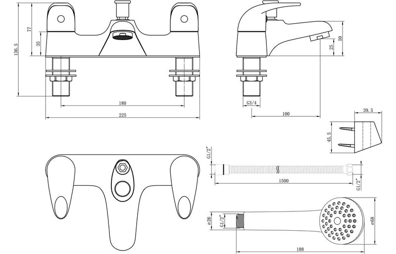 Trade Bath Shower Low Pressure Mixer Tap