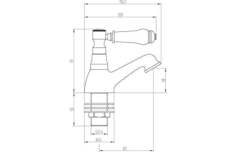 Traditional Lever Bath Pillar Taps