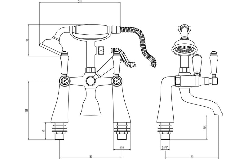 Traditional Lever Bath Shower Mixer