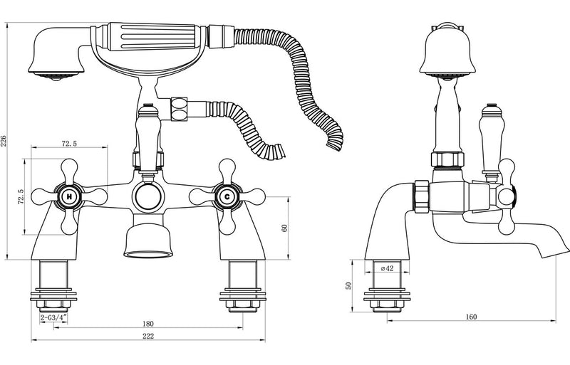 Alton Traditional Bath Shower Mixer Tap