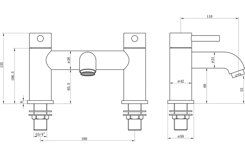 Cara Brushed Brass Bath Filler