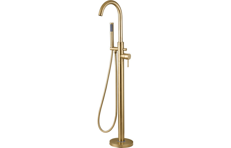 Cara Floor Standing Brushed Brass Bath Shower Mixer