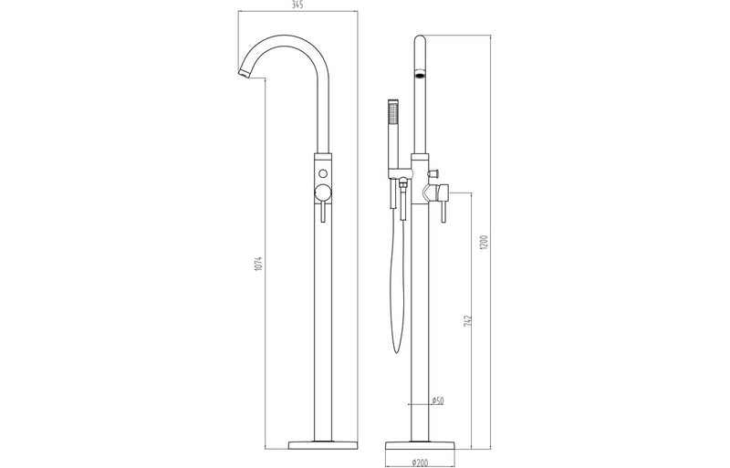 Cara Floor Standing Brushed Brass Bath Shower Mixer