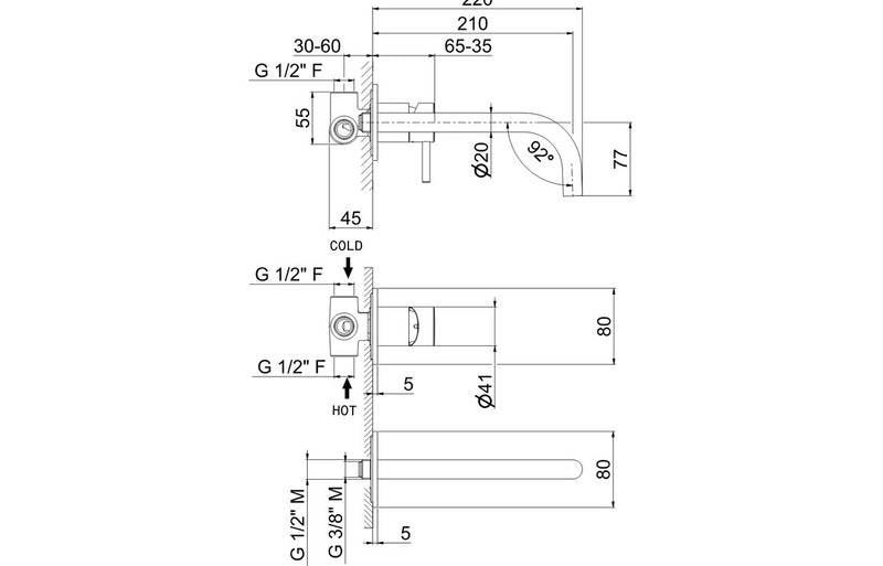 Verma Maira Wall Mounted Basin Tap