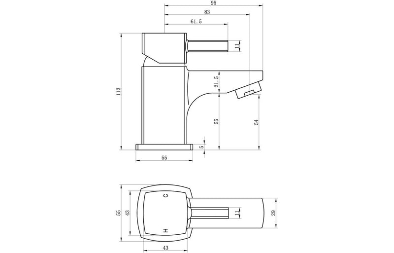 Square Cloakroom Basin Mono Tap