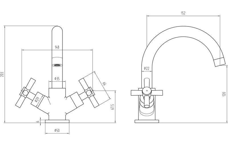 Cross Traditional Basin Mixer Tap