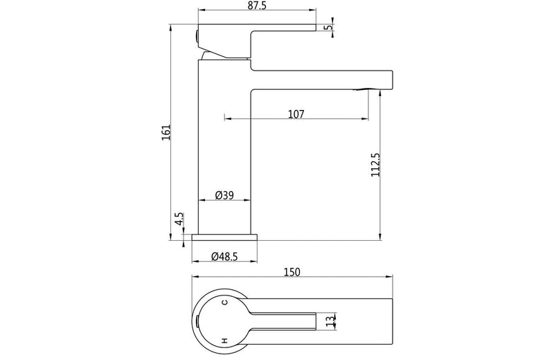 Oxford Basin Mono Tap - Matt Black